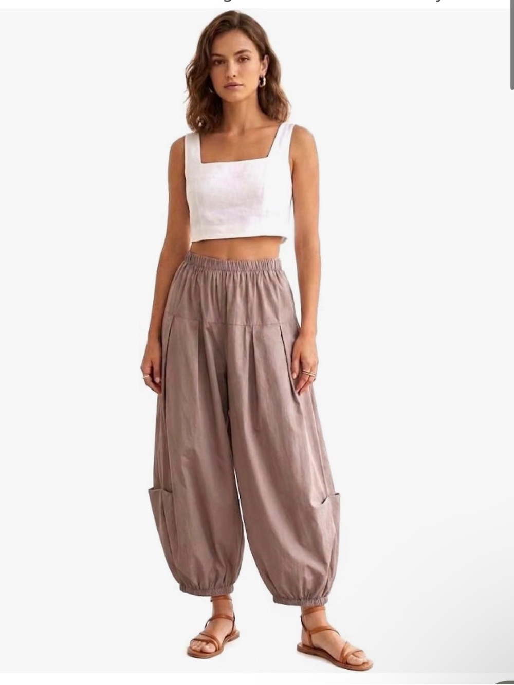 Women’s Relaxed Balloon Jogger Pants in Taupe